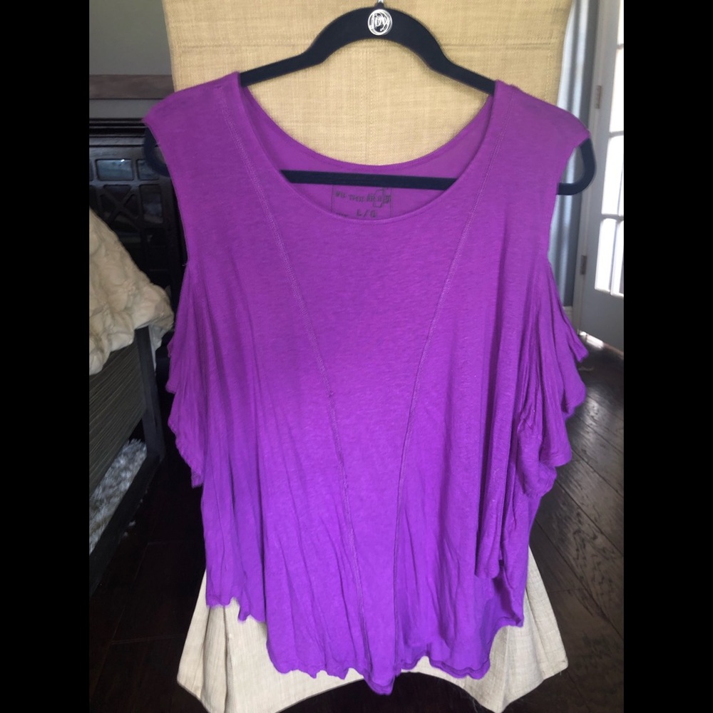 Purple Free People Cold Shoulder Tunic